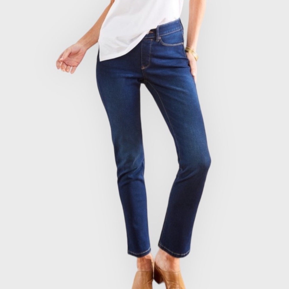 Soft Surroundings The Ultimate Denim Relax Straight Jeans Dark Wash